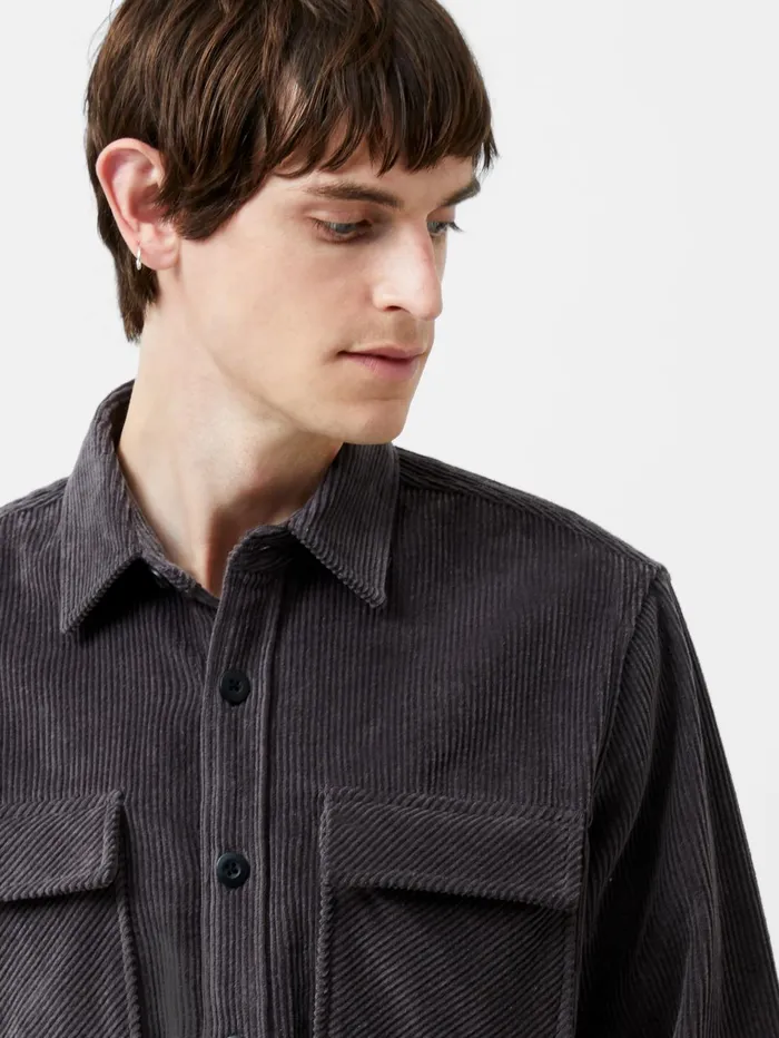 French Connection Jumbo Cord Shirt Dark Grey Man Shirts