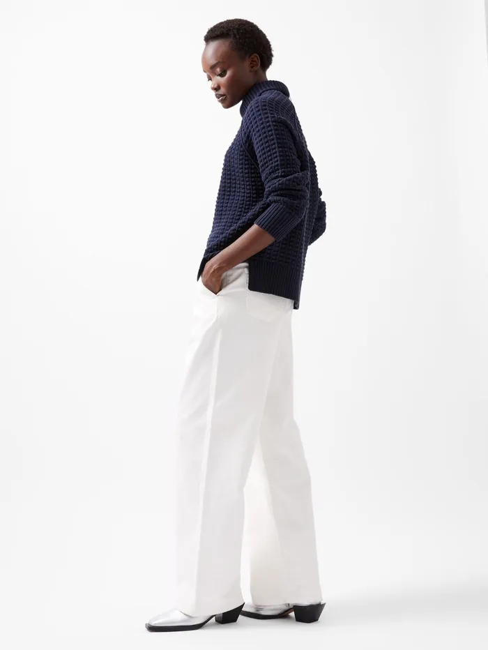 French Connection Keya Popcorn Knit Mozart Jumper Marine Woman Jumpers and Cardigans