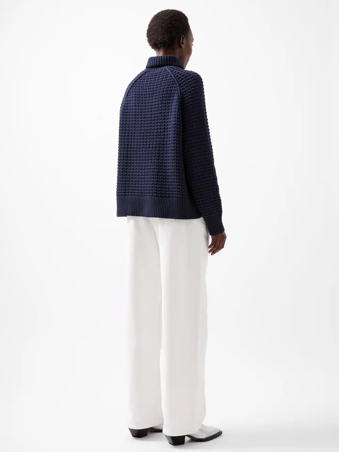 French Connection Keya Popcorn Knit Mozart Jumper Marine Woman Jumpers and Cardigans