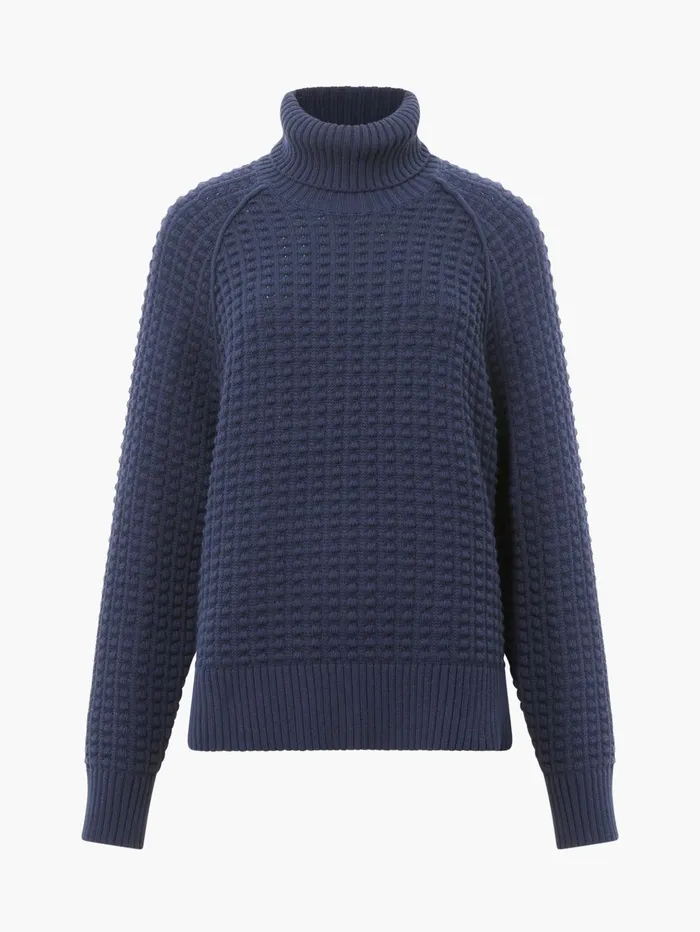 French Connection Keya Popcorn Knit Mozart Jumper Marine Woman Jumpers and Cardigans