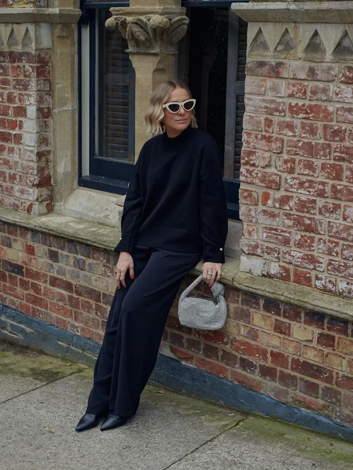 French Connection Kezia Recycled Pearl Cuff Detail Jumper Blackout Woman Jumpers and Cardigans