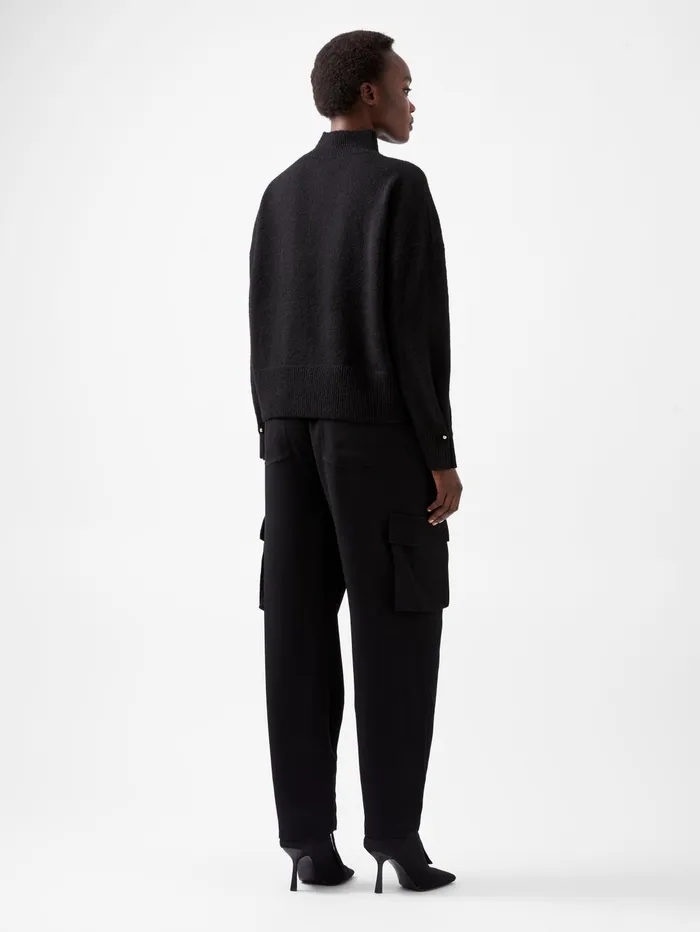 French Connection Kezia Recycled Pearl Cuff Detail Jumper Blackout Woman Jumpers and Cardigans