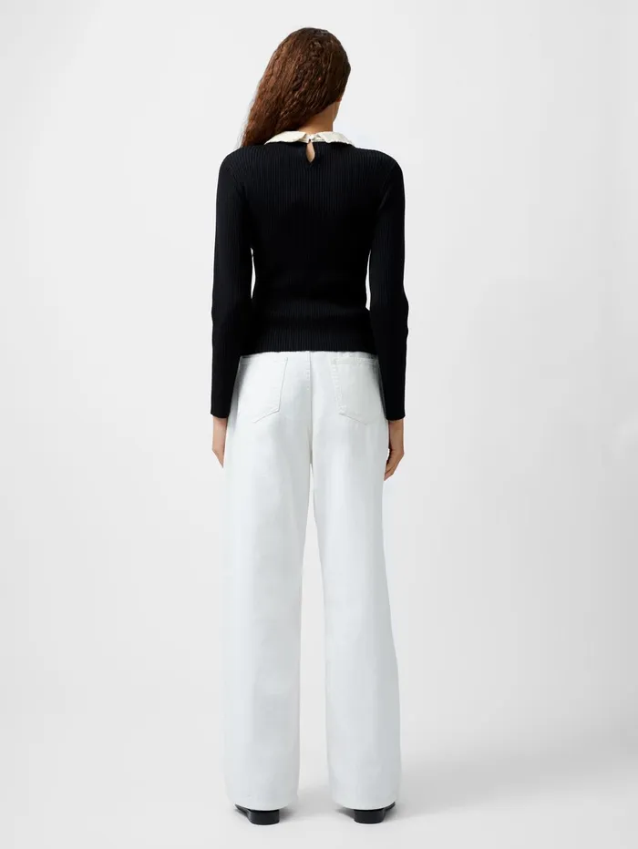 French Connection Krista Embellished Knit Top BlackWhite Woman Jumpers and Cardigans