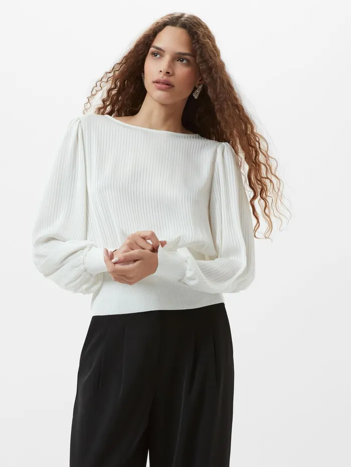 French Connection Krista Nevis Slash Neck Top Summer White Woman Jumpers and Cardigans French Connection Krista Nevis Slash Neck Top Summer White Woman Jumpers and Cardigans