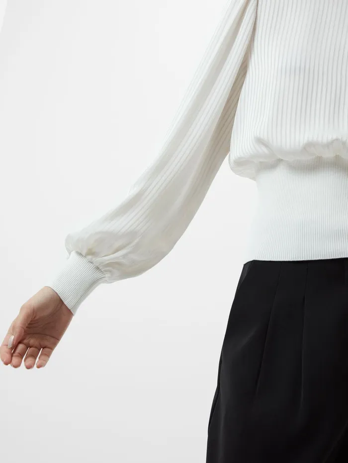 French Connection Krista Nevis Slash Neck Top Summer White Woman Jumpers and Cardigans