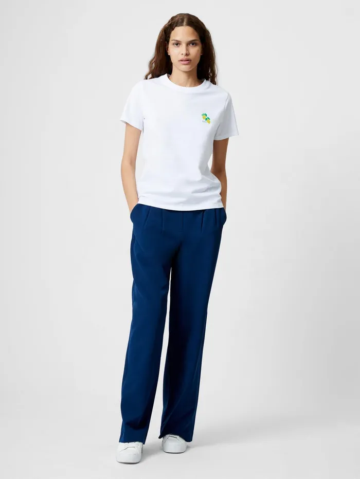 French Connection Lemon Embroidered TShirt White Woman Tops