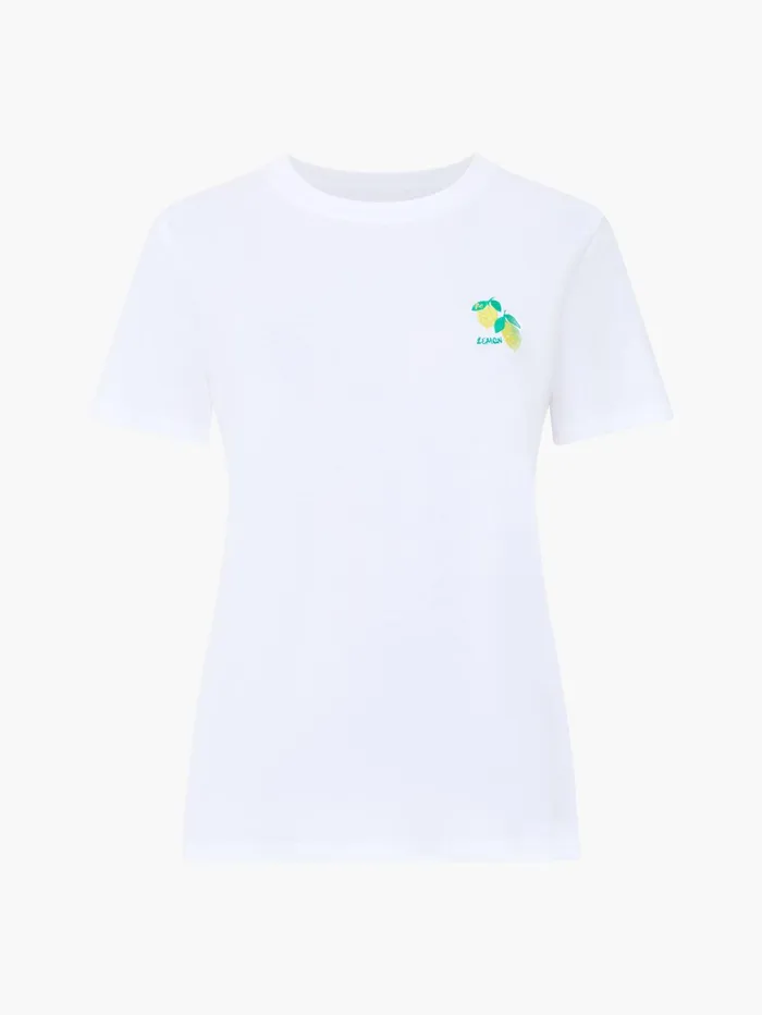 French Connection Lemon Embroidered TShirt White Woman Tops