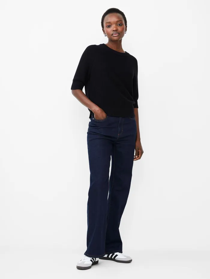 French Connection Lily Mozart Short Sleeve Jumper Moonless Night Woman Jumpers and Cardigans