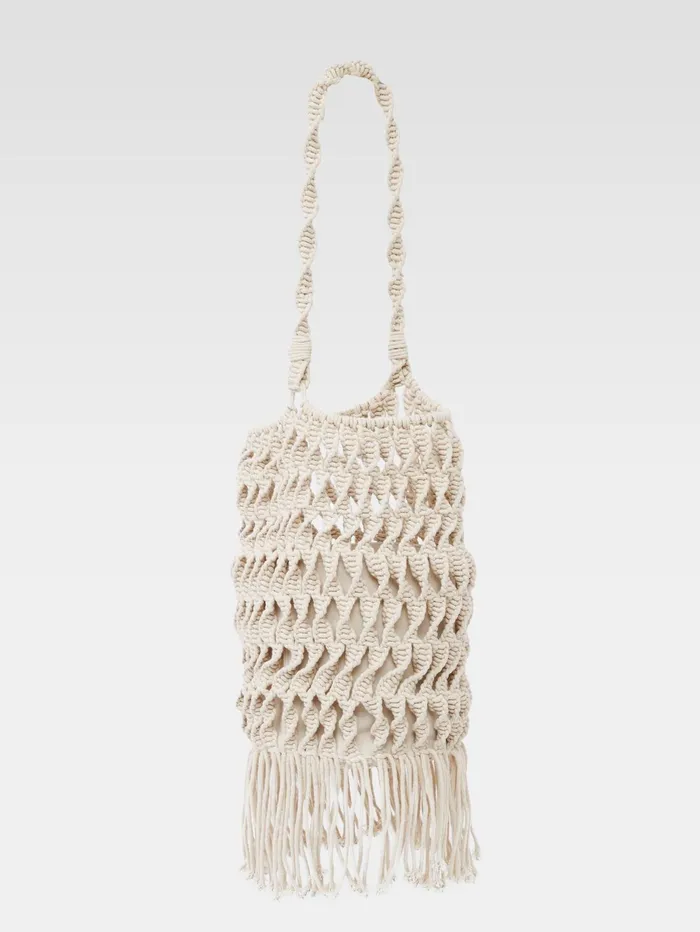 French Connection Macrame Bag Ecru Woman Bags and Purses