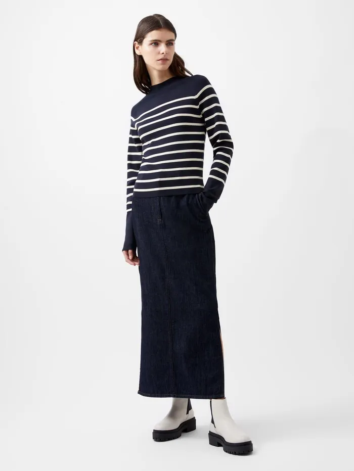 French Connection Milena Striped Jumper MarineClassic Cream Woman Jumpers and Cardigans