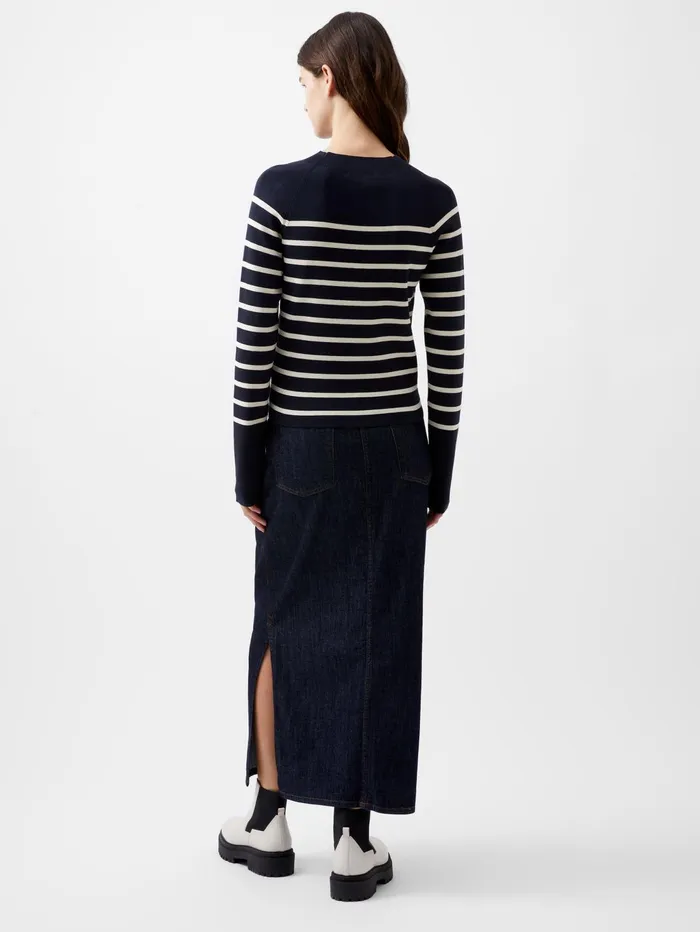 French Connection Milena Striped Jumper MarineClassic Cream Woman Jumpers and Cardigans