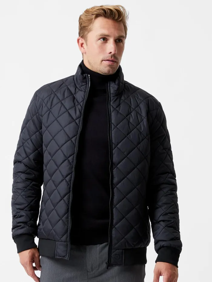 French Connection Quilted Jacket Black Man Coats and Jackets