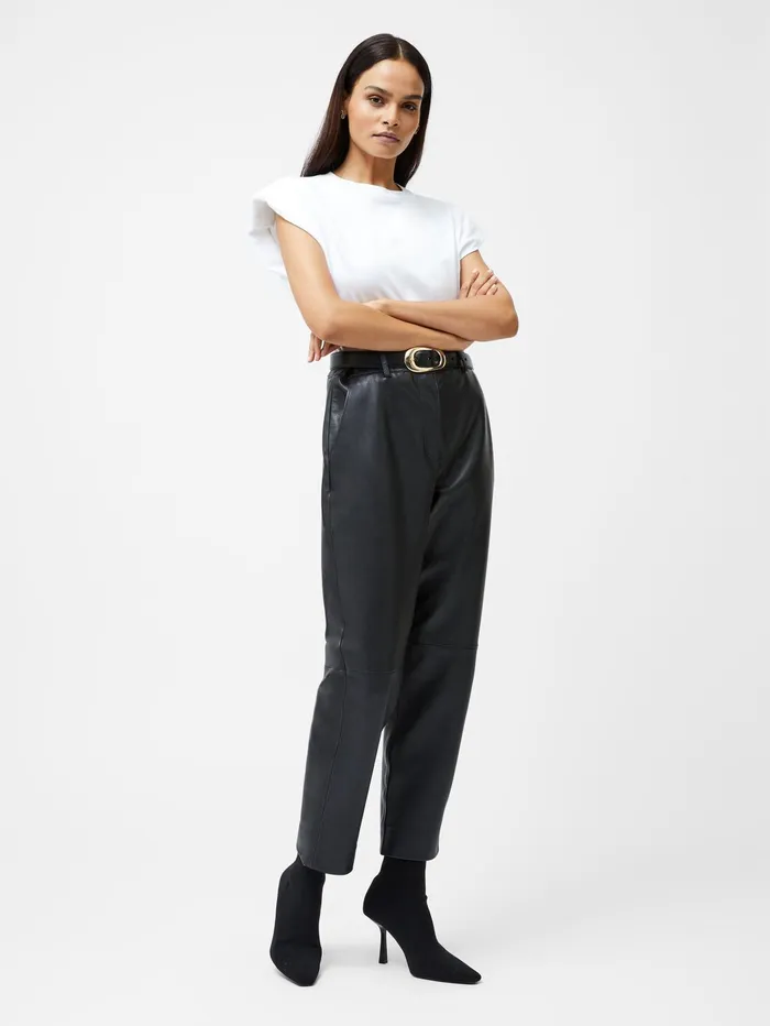 French Connection Rallie Shoulder Pad Tank Top Linen White Woman Tops