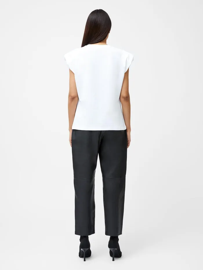 French Connection Rallie Shoulder Pad Tank Top Linen White Woman Tops