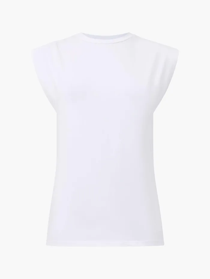 French Connection Rallie Shoulder Pad Tank Top Linen White Woman Tops