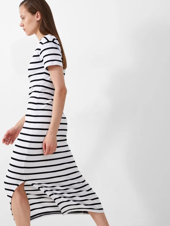 French Connection Rassia Stripe Midi Dress BlackWhite Woman Maxi Dresses