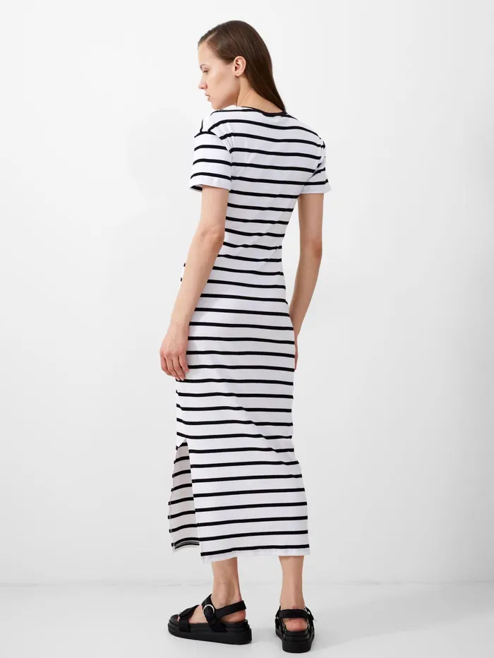 French Connection Rassia Stripe Midi Dress BlackWhite Woman Maxi Dresses