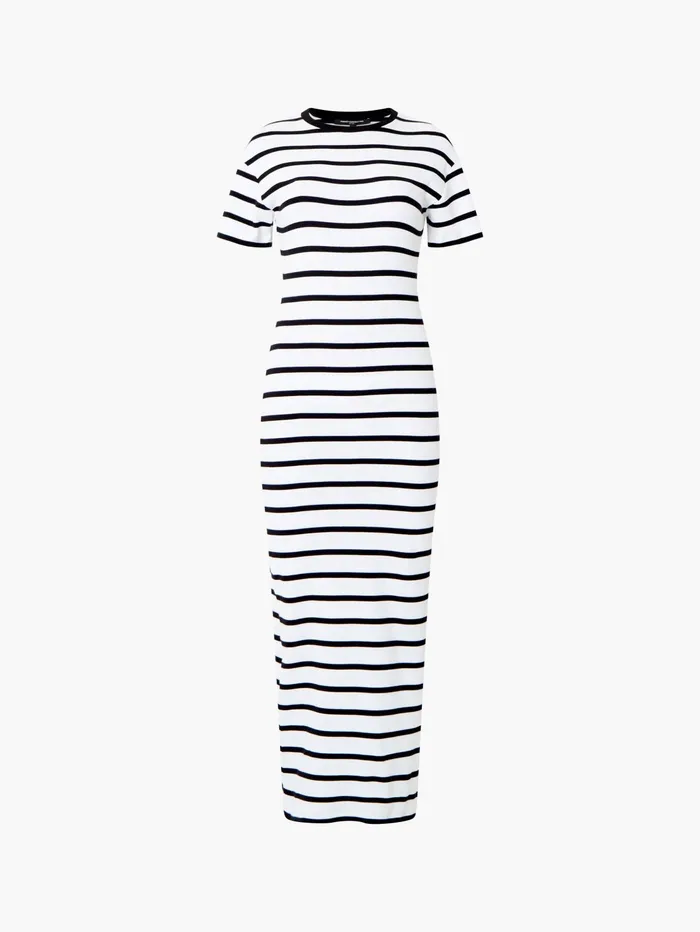 French Connection Rassia Stripe Midi Dress BlackWhite Woman Maxi Dresses