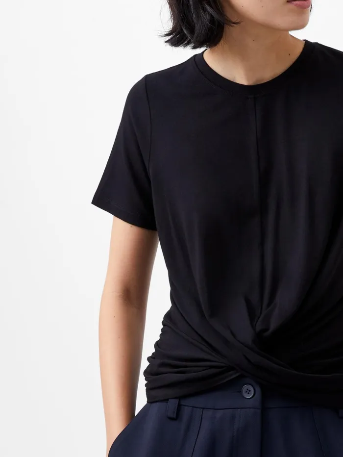 French Connection Rianna Twist Jersey Top Blackout Woman Tops