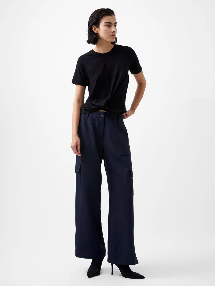 French Connection Rianna Twist Jersey Top Blackout Woman Tops