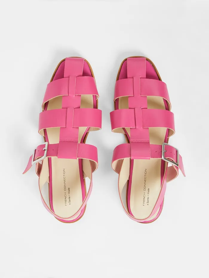 French Connection SW X Luisa Fisherman Caged Sandals Fuschia Woman Shoes