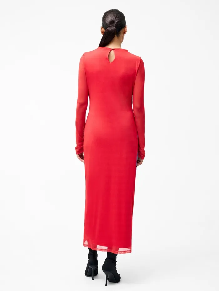 French Connection Smokey Placement Long Sleeve Floral Dress Red Multi Woman Dresses