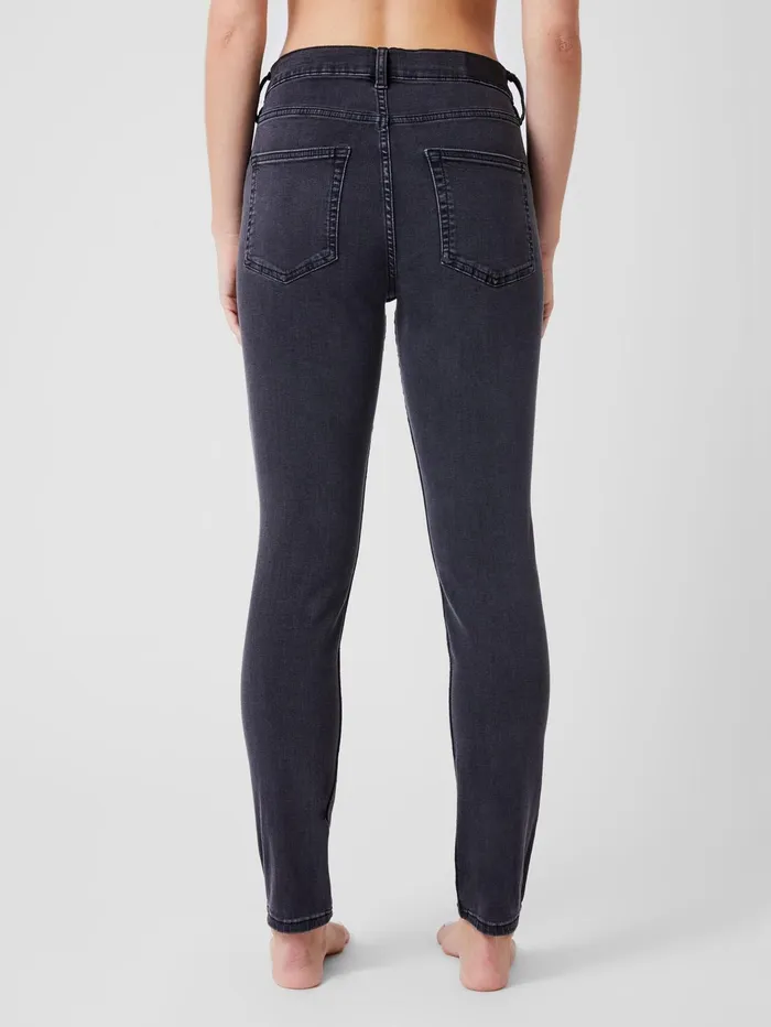 French Connection Soft Stretch Denim High Rise Skinny Jeans 30 Inch Charcoal Woman Trousers
