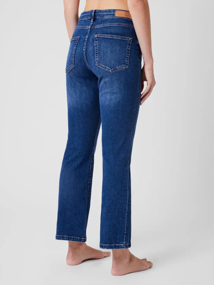 French Connection Stretch Denim Bootcut Ankle Length Jeans 30 Inch Vintage Mid Wash Woman Trousers