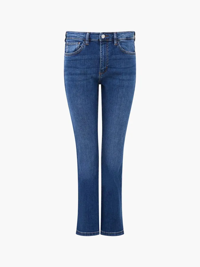 French Connection Stretch Denim Bootcut Ankle Length Jeans 30 Inch Vintage Mid Wash Woman Trousers