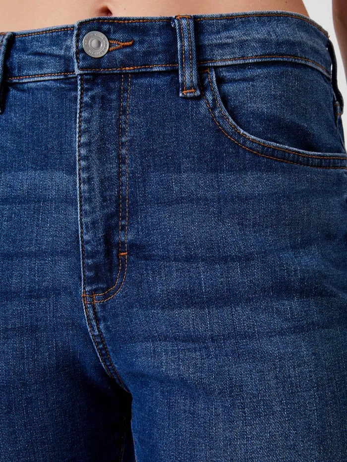 French Connection Stretch Denim Bootcut Ankle Length Jeans 30 Inch Vintage Mid Wash Woman Trousers