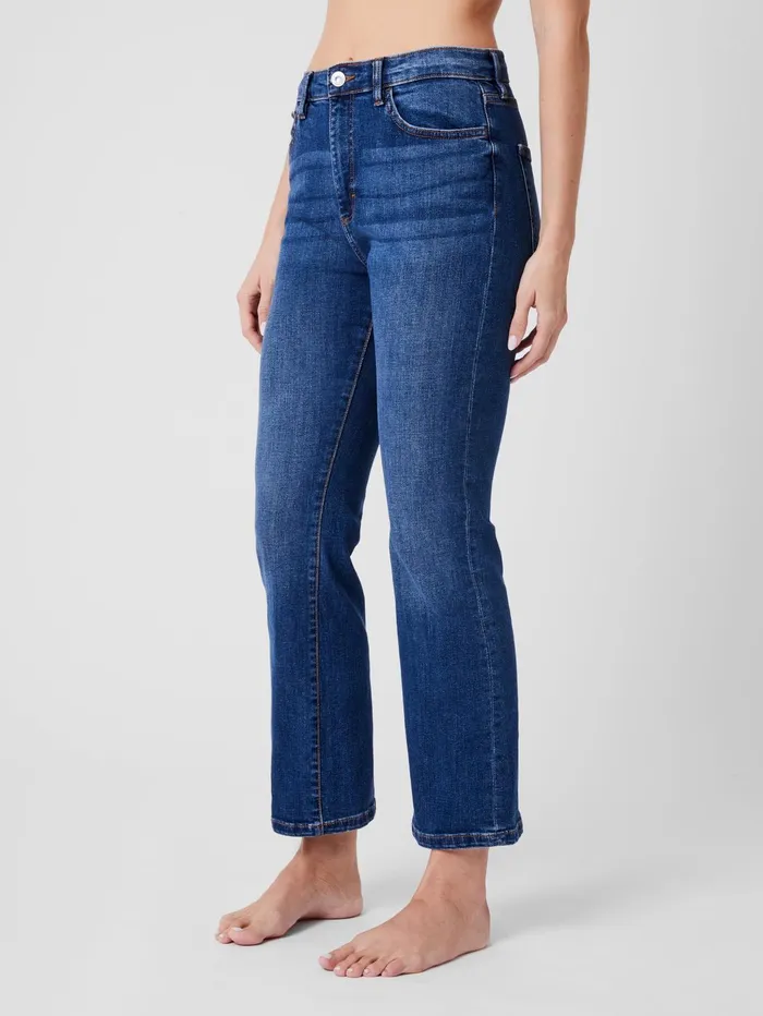 French Connection Stretch Denim Bootcut Ankle Length Jeans 30 Inch Vintage Mid Wash Woman Trousers