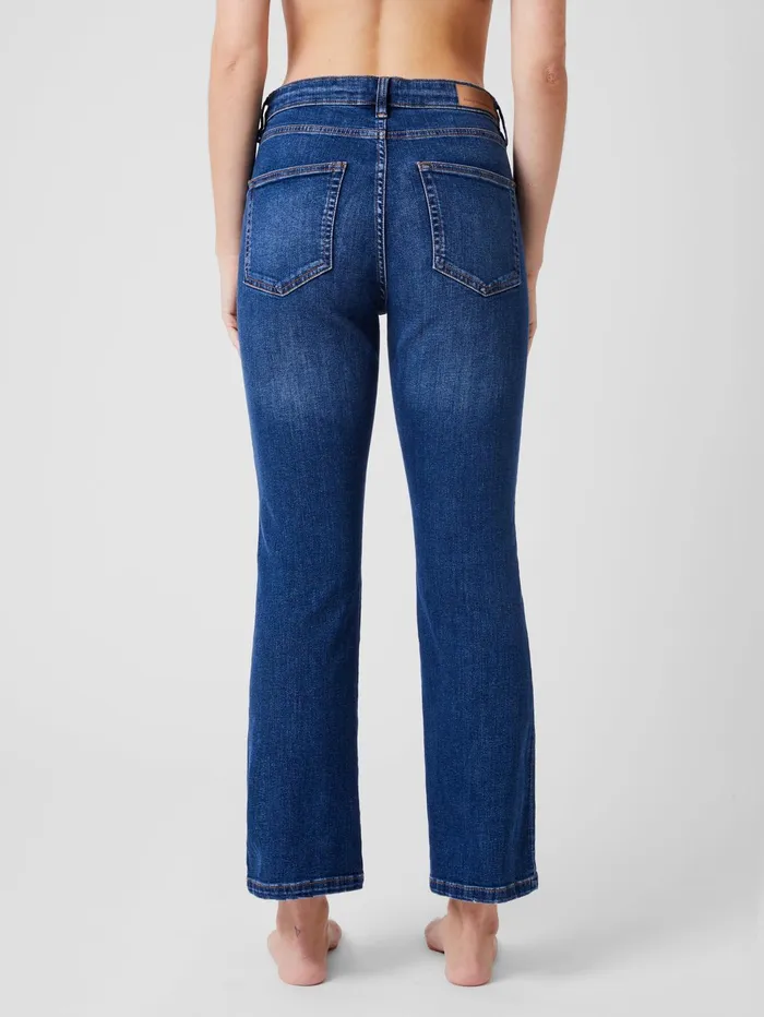 French Connection Stretch Denim Bootcut Ankle Length Jeans 30 Inch Vintage Mid Wash Woman Trousers