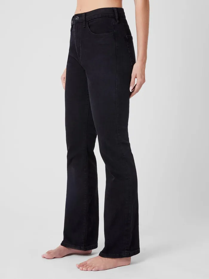 French Connection Stretch Denim Bootcut Full Length Jeans 34 Inch Black Woman Trousers