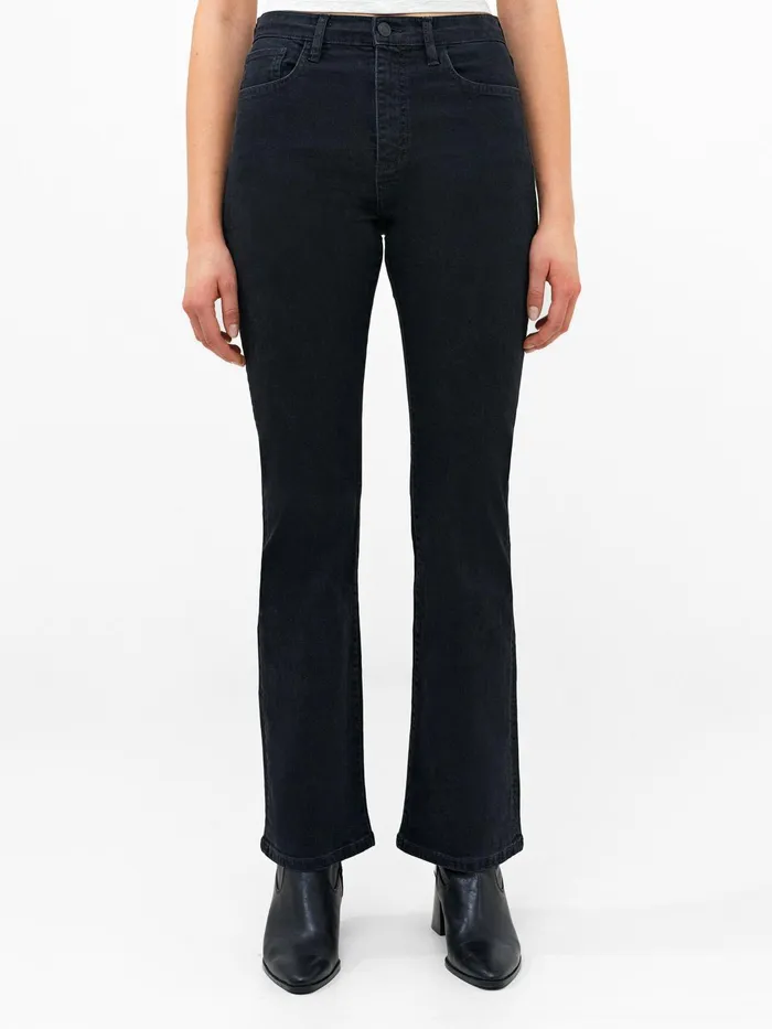 French Connection Stretch Denim Bootcut Full Length Jeans 34 Inch Black Woman Trousers