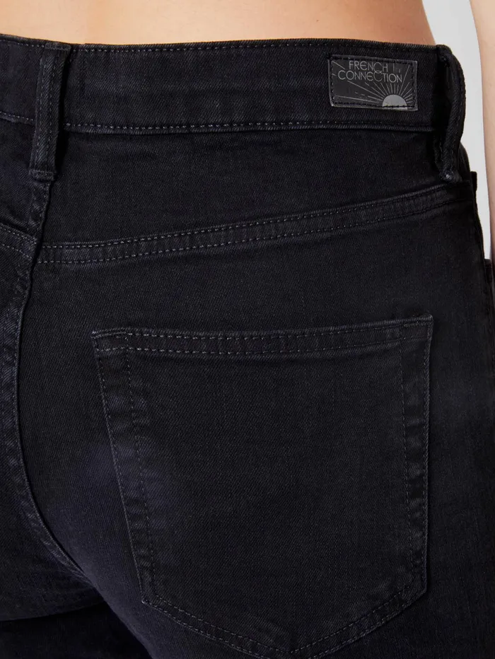 French Connection Stretch Denim Bootcut Full Length Jeans 34 Inch Black Woman Trousers