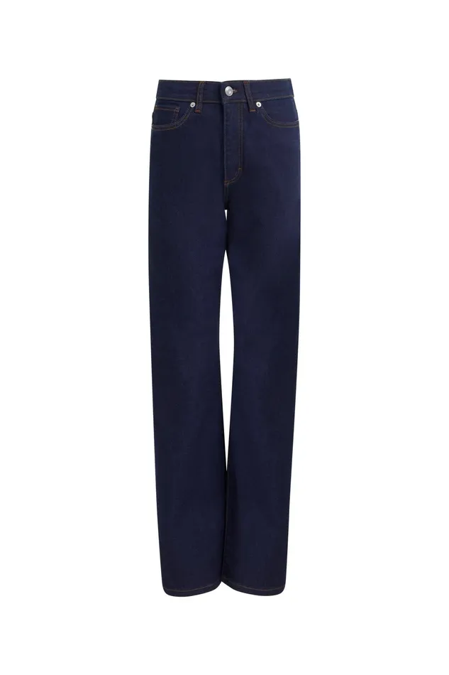 French Connection Stretch Denim Wide Flare Full Length Jeans 34 Inch Clean Indigo Woman Trousers