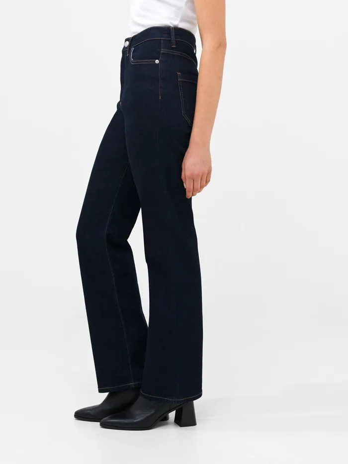 French Connection Stretch Denim Wide Flare Full Length Jeans 34 Inch Clean Indigo Woman Trousers