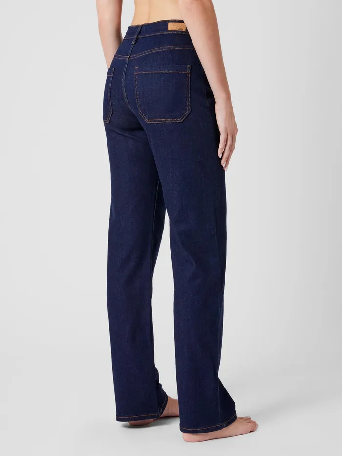 French Connection Stretch Denim Wide Flare Full Length Jeans 34 Inch Clean Indigo Woman Trousers