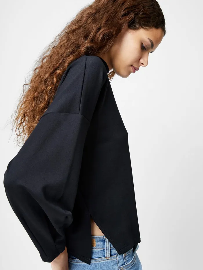 French Connection Turtleneck Cut Long Sleeve Top Black Woman Tops