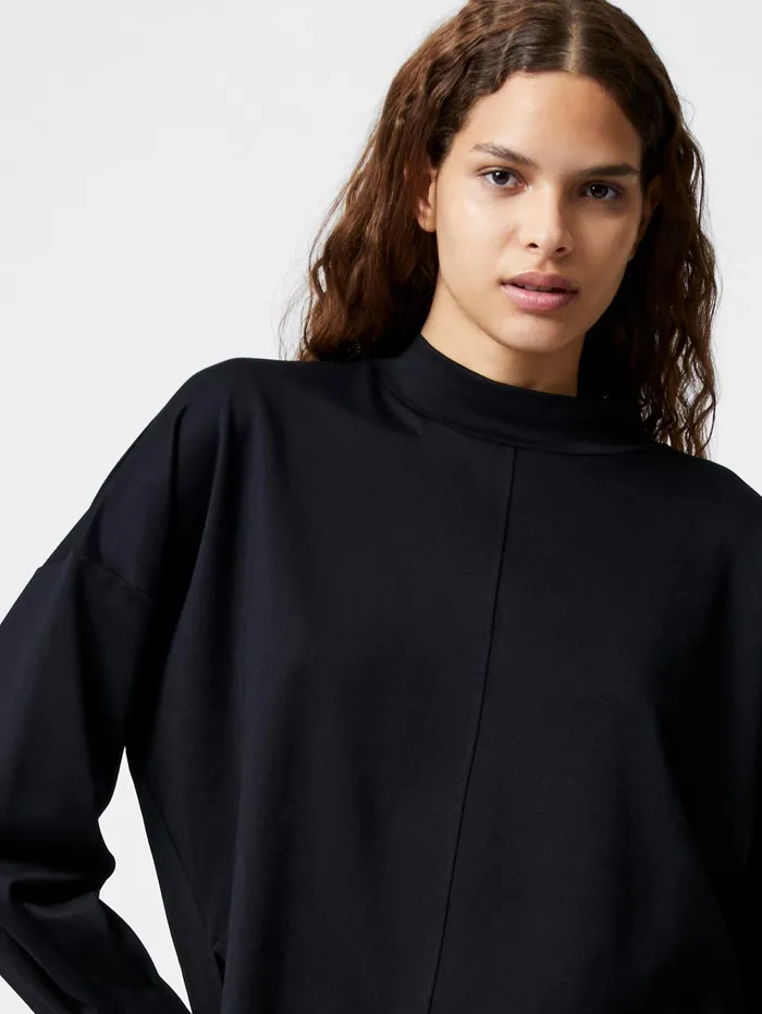 French Connection Turtleneck Cut Long Sleeve Top Black Woman Tops