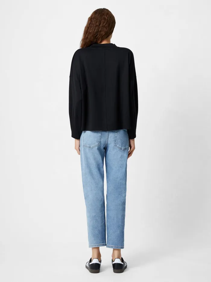 French Connection Turtleneck Cut Long Sleeve Top Black Woman Tops