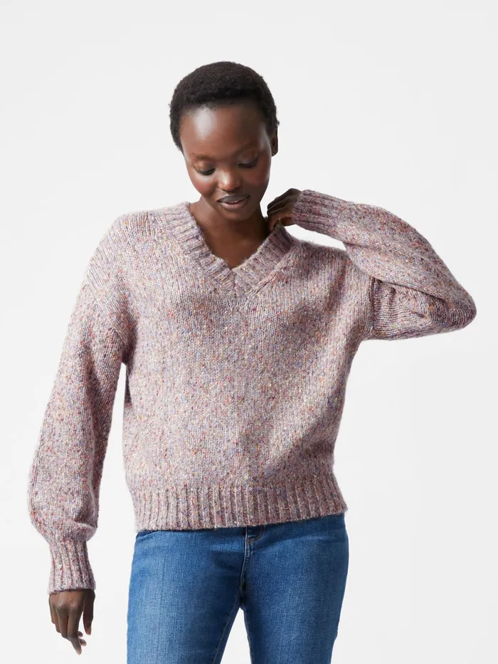 French Connection Tweed VNeck Jumper Multi Woman Jumpers and Cardigans
