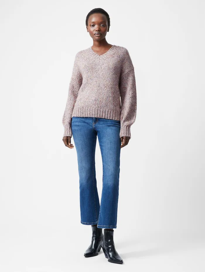 French Connection Tweed VNeck Jumper Multi Woman Jumpers and Cardigans