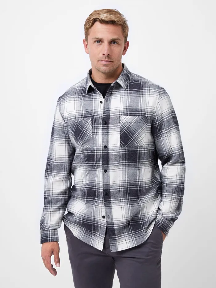 French Connection Two Pocket Flannel Shirt Black Check Man Shirts