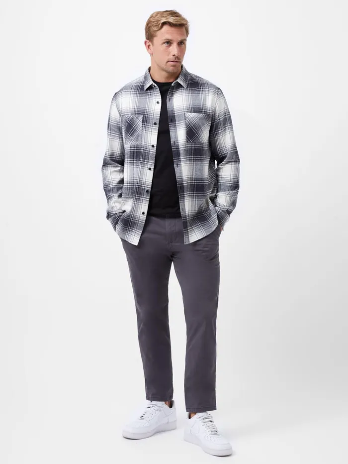 French Connection Two Pocket Flannel Shirt Black Check Man Shirts
