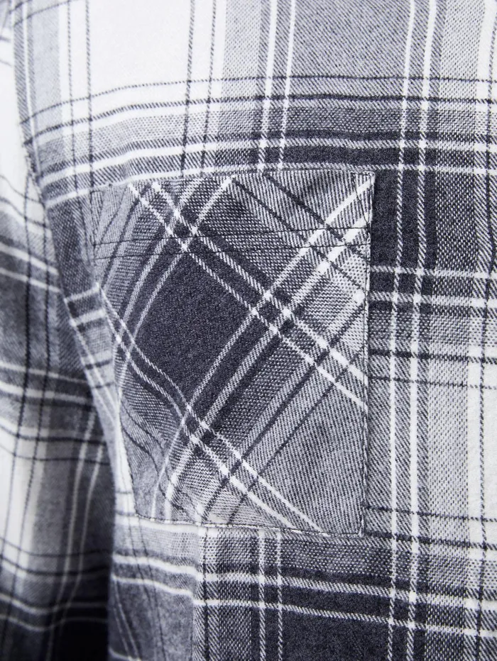 French Connection Two Pocket Flannel Shirt Black Check Man Shirts