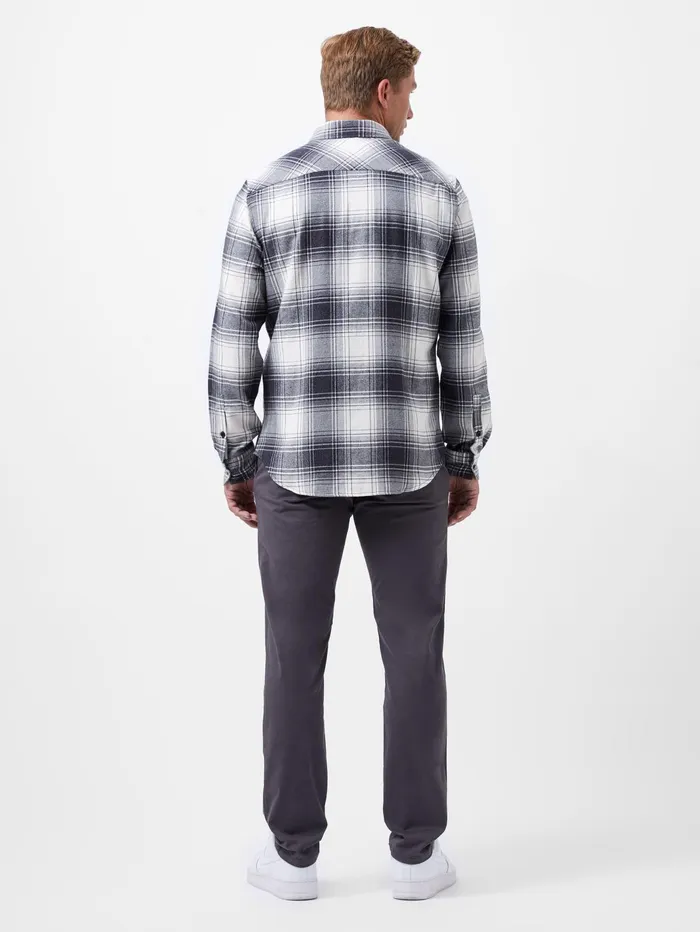 French Connection Two Pocket Flannel Shirt Black Check Man Shirts