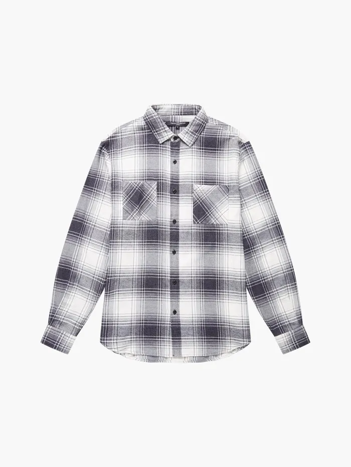French Connection Two Pocket Flannel Shirt Black Check Man Shirts