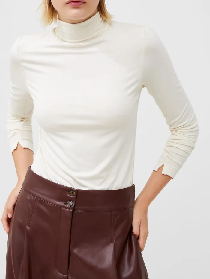 French Connection Venitia Jersey Split Cuff Top Classic Cream Woman Tops