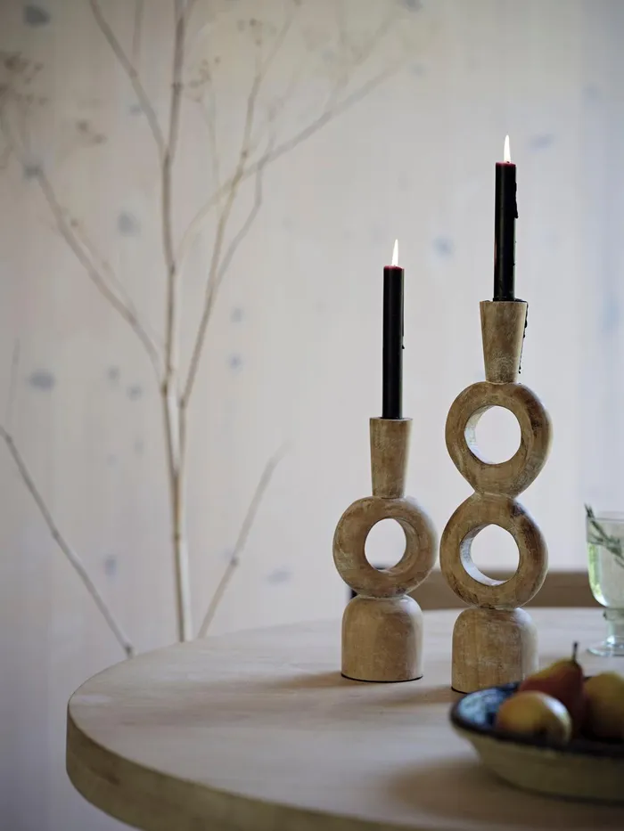 French Connection Wooden Candle Holder Natural Home Home Accessories